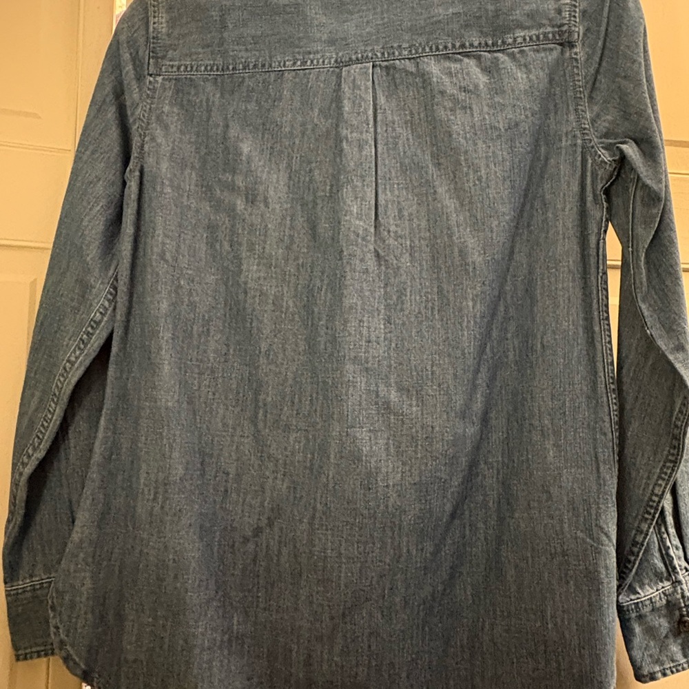 Talbots Denim Popover Top with Rhinestone Buttons - Picture 5 of 5